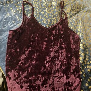 PINK Victoria's Secret Crushed Velvet V-Neck Cami in Burgundy